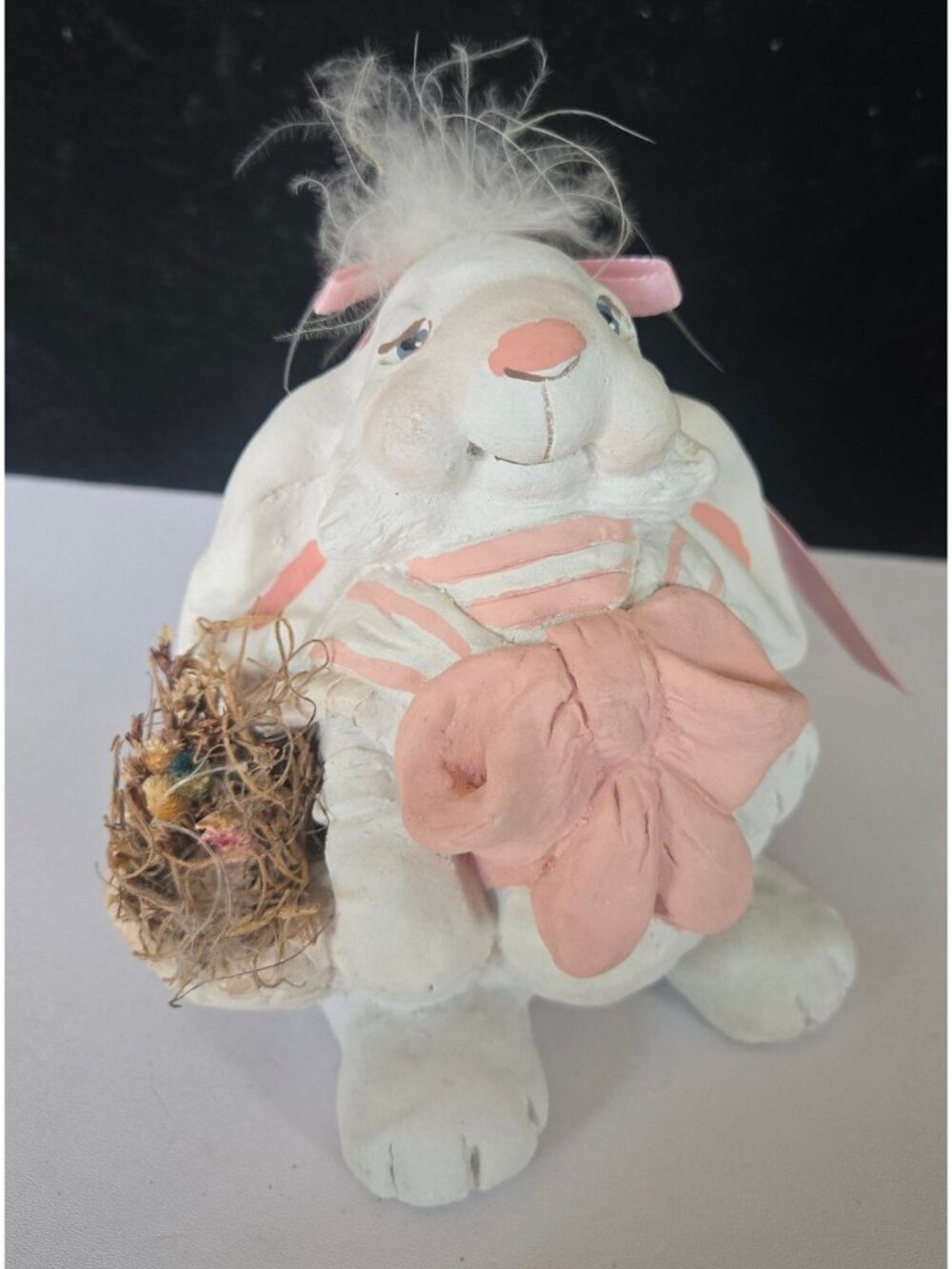 Hand-Crafted Dreamsicles Mrs. Bunny Figure With Pink Bow & Basket By 1995